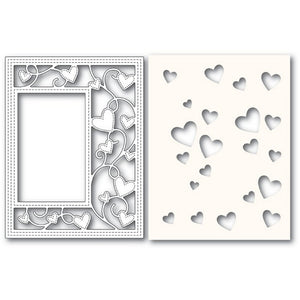 Poppystamps - Dies - Ribbon Heart Sidekick Frame and Stencil