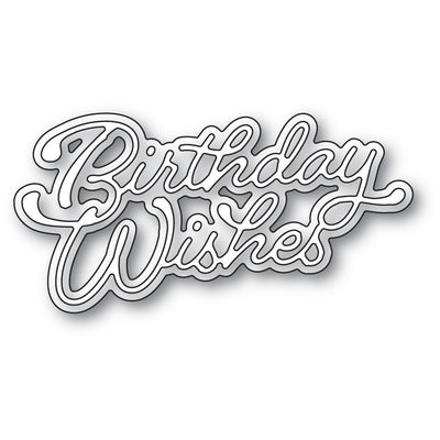 Poppystamps - Dies - Birthday Wishes Moonlight Script (Pre-Order)