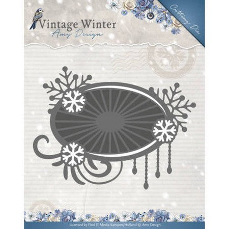 Amy Design - Dies - Vintage Winter Collection - Snowflake Swirl Label