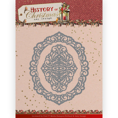 Amy Design - Dies - History Of Christmas - Lacy Christmas Oval