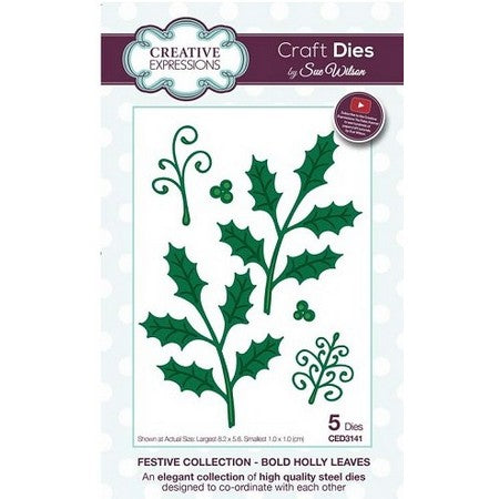 Sue Wilson Designs - Festive Collection - Bold Holly Leaves