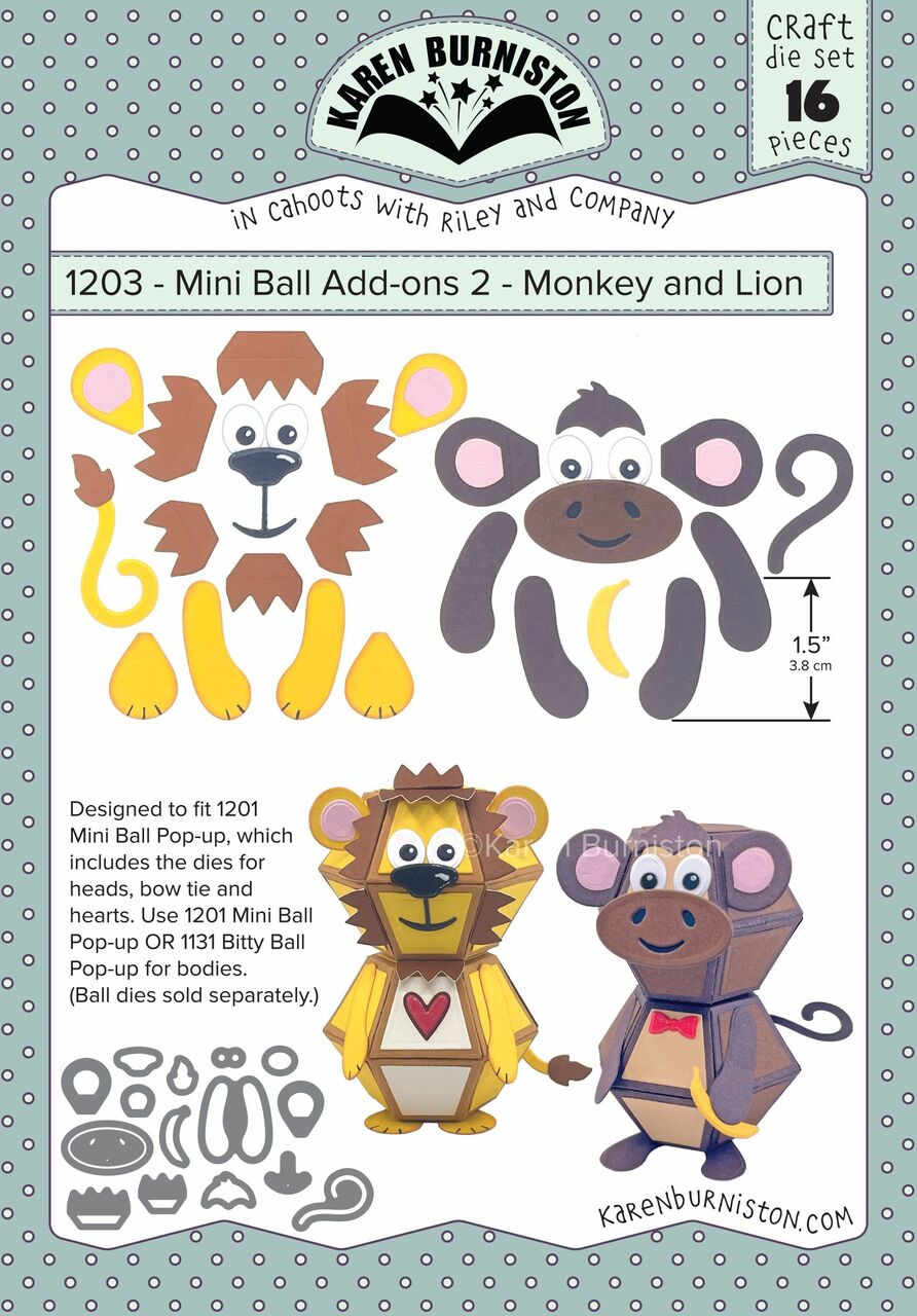 Karen Burniston - Dies - Mini Ball Add-Ons 2 - Monkey & Lion