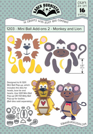 Karen Burniston - Dies - Mini Ball Add-Ons 2 - Monkey & Lion